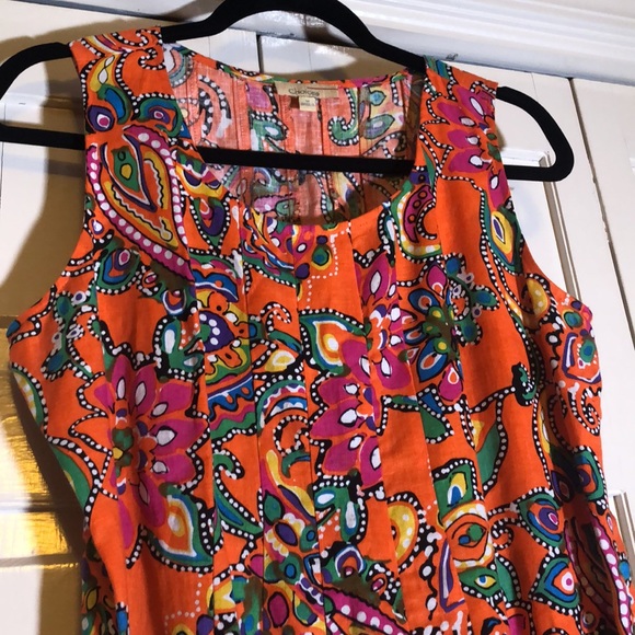 Choices Colorful Linen Summer Dress Sleeveless scoop neck Side Zip SZ M R2 - Picture 2 of 9